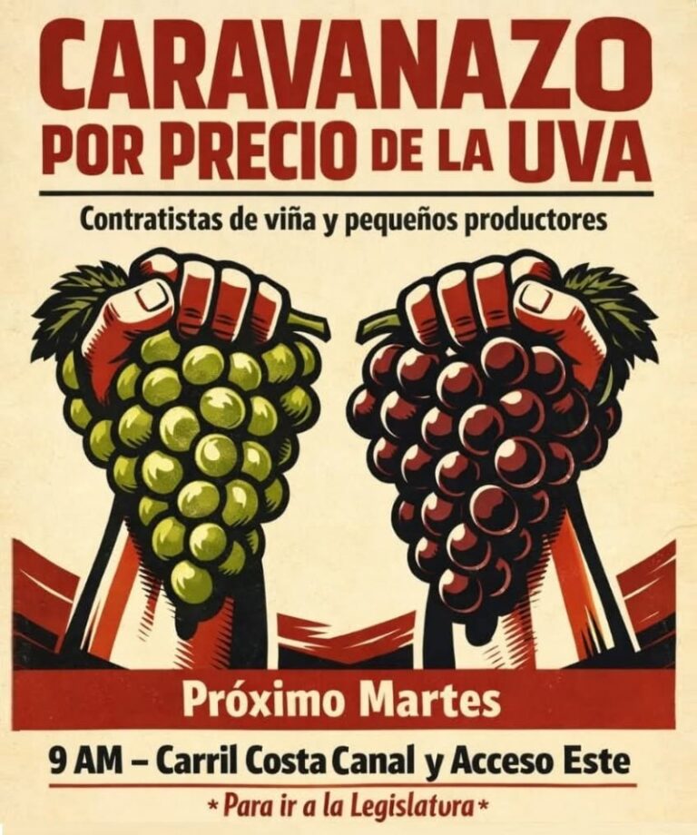 Productores de Mendoza anuncian un caravanazo por el bajo precio de la uva y la crisis del agro