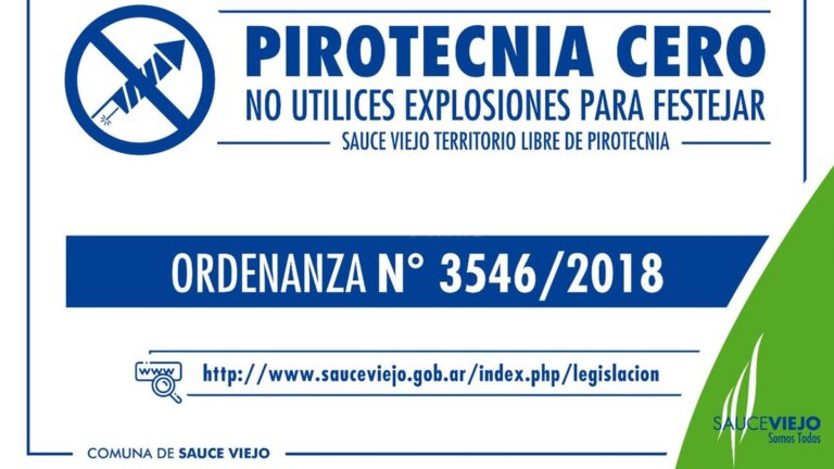 Desde el año pasado, Sauce Viejo es territorio libre de pirotecnia