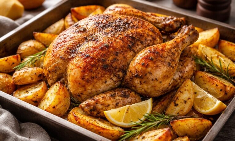 Pollo al horno con papas: el truco para que quede crocante por fuera y jugoso por dentro