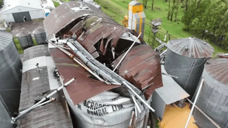 Daños causados por el tornado en la localidad de Bombal, provincia de Santa Fe.
