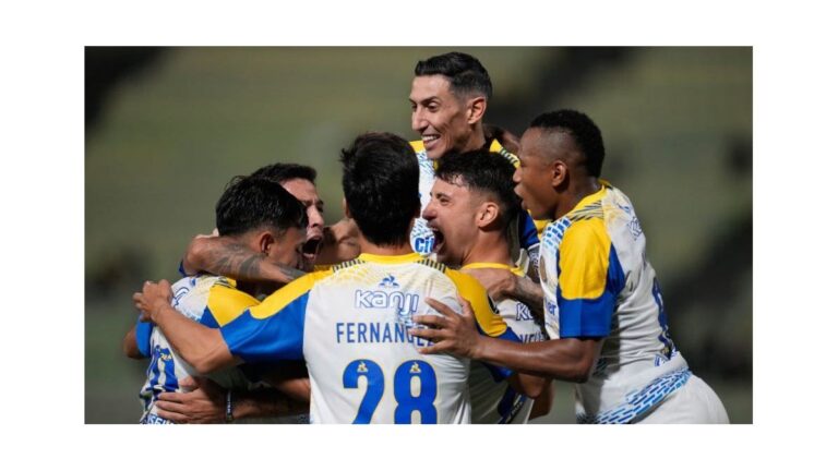 Jugadores de Rosario Central celebrando un gol en la Copa Libertadores