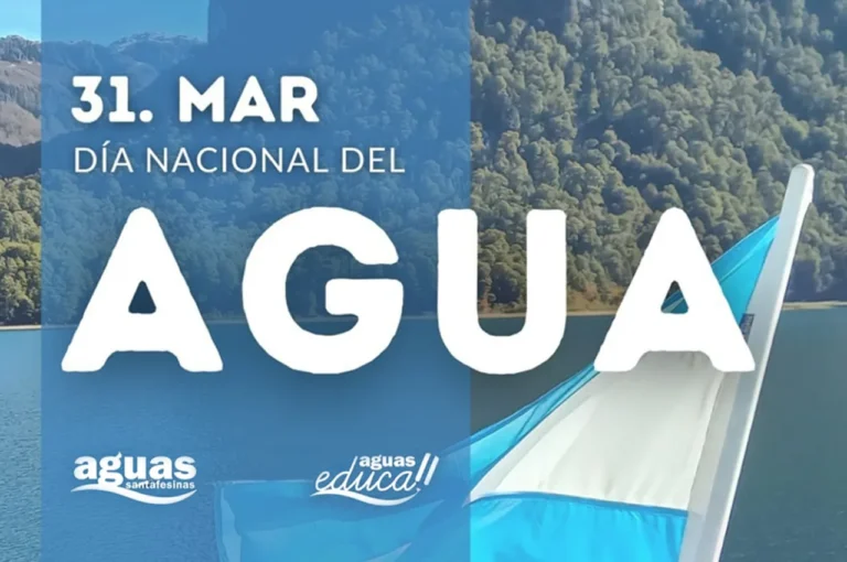 Ilustración simbólica de una gota de agua sobre un mapa de Argentina, representando el Día Nacional del Agua.