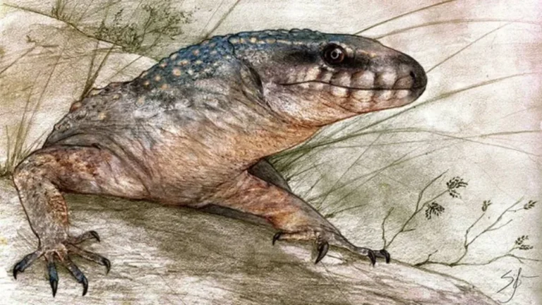 Reconstrucción digital en 3D del cráneo y esqueleto del reptil Paleoteius lakui, hallado en Río Negro.