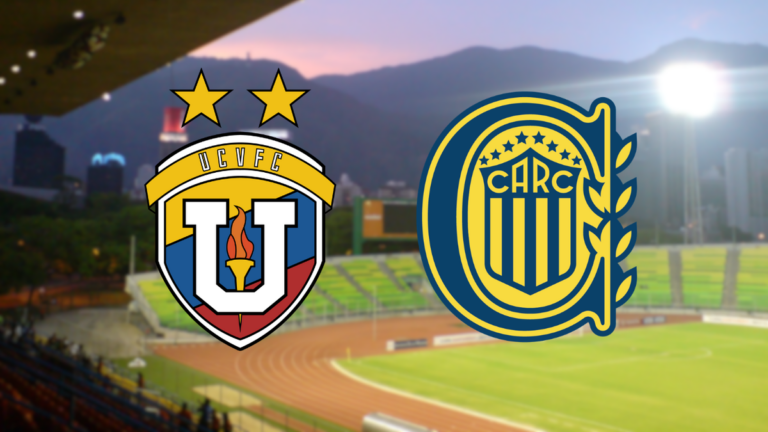 Escudos de Universidad Central y Rosario Central previo al partido por la Copa Libertadores