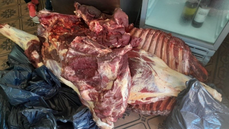 Operativo policial en carnicería de Serodino con secuestro de drogas y carne